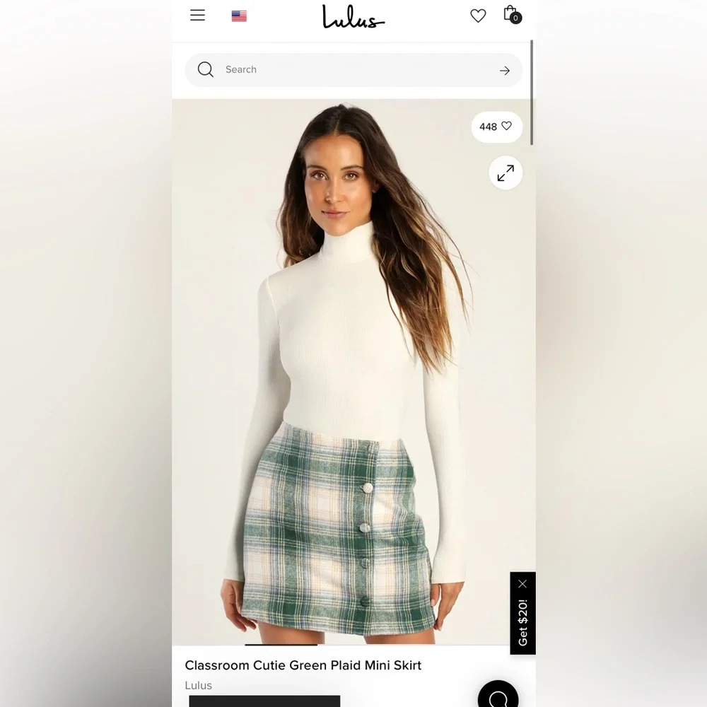 Lulu's Green and Cream Plaid Mini Skirt - Picture 8 of 8